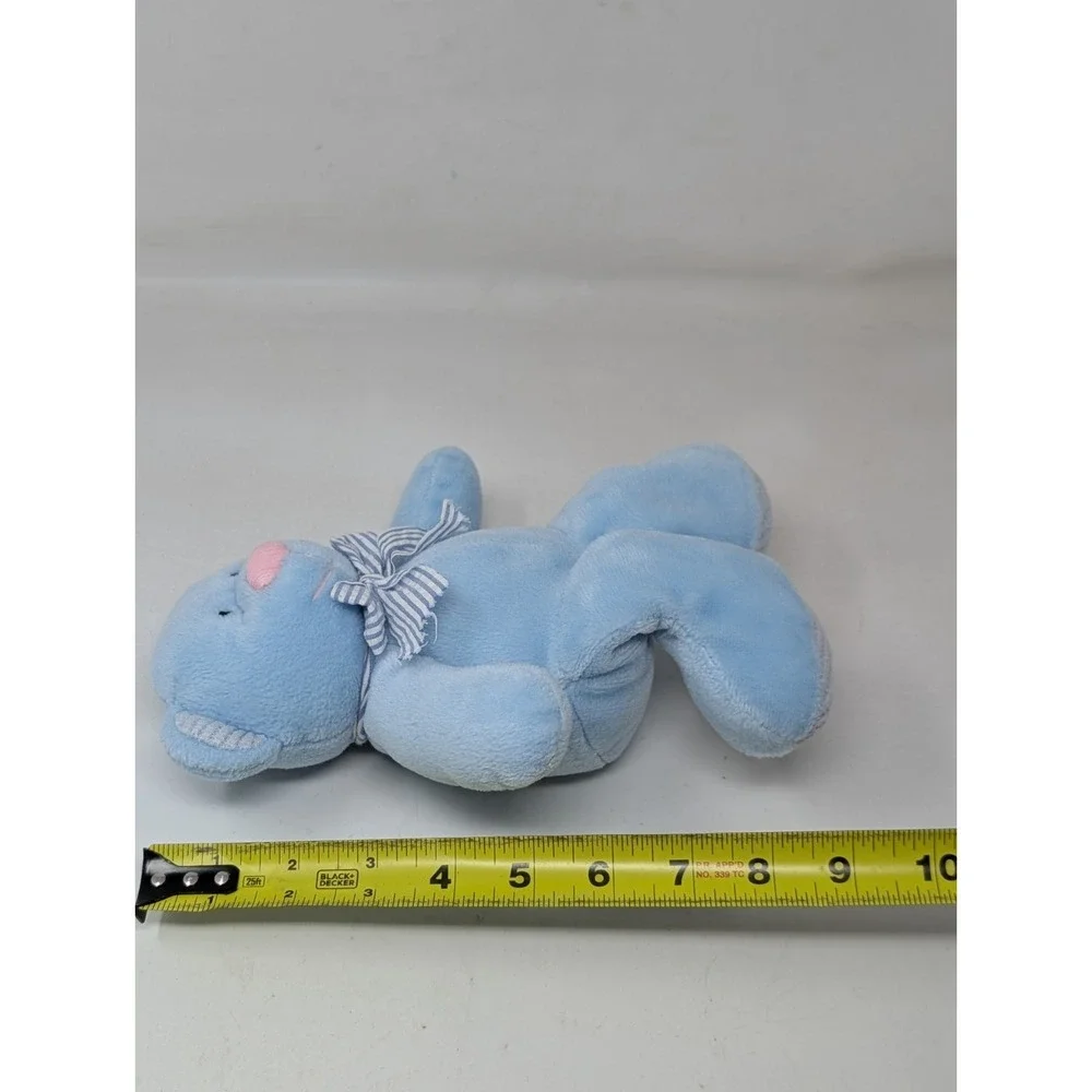 RUSS Blue Plush Teddy Bear Thermal‎ Waffle Feet Ears Rattle Bow Baby Lovey Y2K
